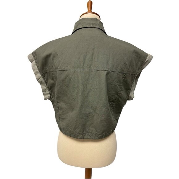 Forever 21 women's Poplin Color block Utility Cropped Vest size S - Picture 7 of 12